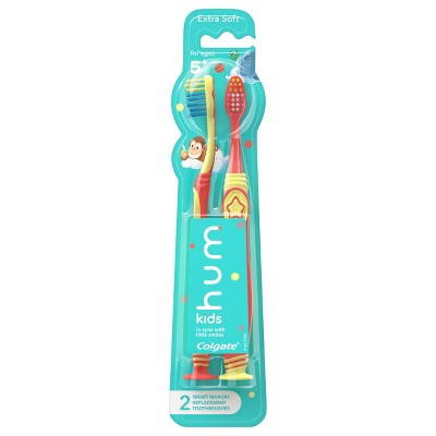 hum kids by Colgate Smart Manual Toothbrush Replacement Pack - Extra Soft Bristles - Yellow & Coral - 2ct