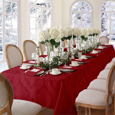 Barcelona Red Jacquard Damask Polyester Tablecloth, 52" x 70"