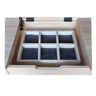 Classic Unfinished Rubberwood Vanity Table with Flip-Up Mirror