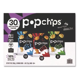 Popchips Potato Chips, Variety Pack, Barbeque/sea Salt/sour Cream and Onion - Case of 30 - 0.8 oz - 1 of 1