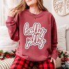 Holly Jolly Outline Puff  - Women's Lightweight Garment Dyed Sweatshirt - 2 of 3