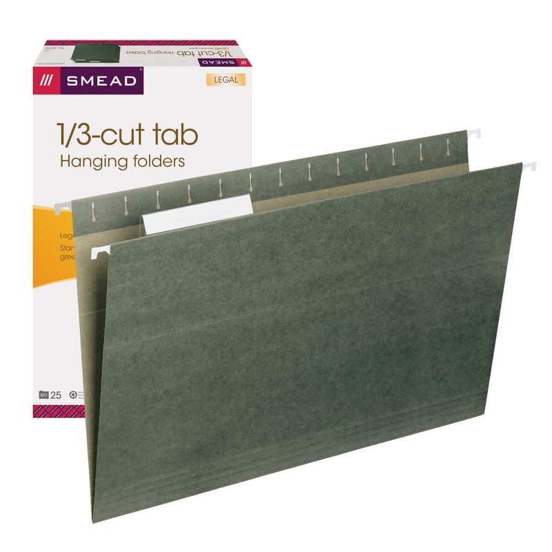 Smead Hanging File Folder with Tab,  1/3- Cut Adjustable Tab, Legal Size, PAPER,  25 per Box (64135), 4 of 9