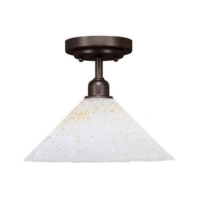 Toltec Lighting Vintage 1 - Light Flush Mount in  Dark Granite with 12" Gold Ice Shade