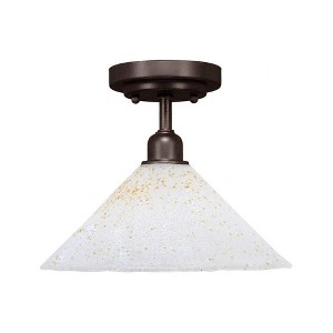 Toltec Lighting Vintage 1 - Light Flush Mount in  Dark Granite with 12" Gold Ice Shade - 1 of 1