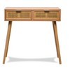 Nordlys 2-Drawer Wood and Natural Rattan Console Table Exotic Boho Living Room - 3 of 4