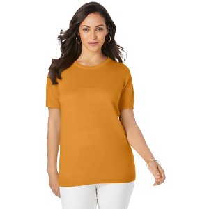 Jessica London Women's Plus Size Fine Gauge Crewneck Shell - 1 of 4