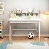 Solid Wooden Desk, Study Desk, Home Office Desk, Computer Desk With Drawers, Removable Hutch - 2 of 4