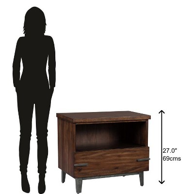 Transitional Monterey Point 30'' Black/Brown Night Stand with USB