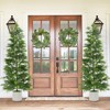 Compact Artificial Cedar Topiary Trees ¨C 2 Pack Faux Evergreen in White Pots ¨C UV Resistant Decorative Potted Pine - 3 of 4
