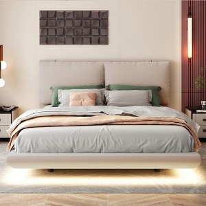 Whisen Morden Design Upholstered Platform Bed with Sensor Light, USB Port and 2 Large Backrests - 1 of 4
