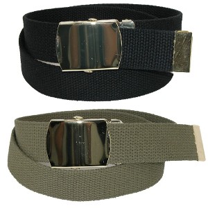 CTM Kid's Cotton Belt with Brass Military Buckle (Pack of 2 Colors) - 1 of 4