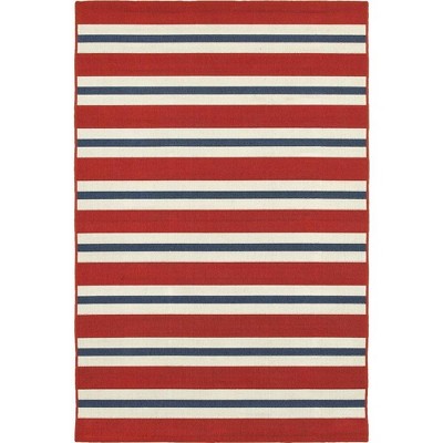 Oriental Weavers Meridian 5701R Red/ Blue Indoor/Outdoor Area Rug - 3'7" x 5'6"