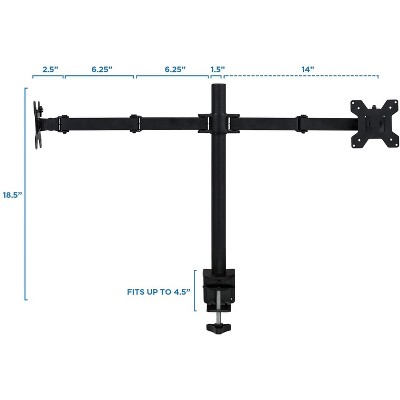 Black Dual Monitor Desk Mount with Adjustable Arms