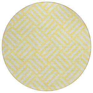 Yellow And Ivory Geometric Washable Indoor Outdoor Area Rug - 1 of 4