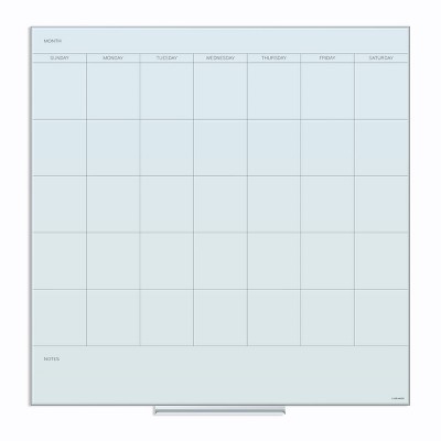 U Brands 36" Square Glass Dry Erase Calendar Board White Frosted Surface