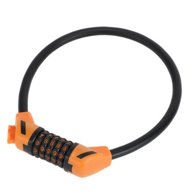 Unique Bargains Bicycle Padlock Cable Spiral Lock 5 Digit Resettable Bike Cable Lock Orange