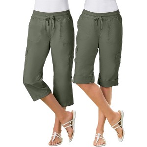 Woman Within Plus Size Petite Convertible Length Cargo Capri/Bermuda - 1 of 4