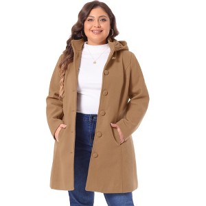 Agnes Orinda Women's Plus Size Elegant Single Breasted Detachable Hooded Trench Overcoats - 1 of 4