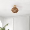 Raja 13.5" Flush Mount - FLU4105 - Natural/Gold - Safavieh - 3 of 4