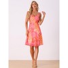Allegra K Women's Summer Spaghetti Strap Smocked Floral A-Line Sundresses - 3 of 4