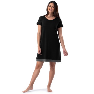 Cheibear Women's Sleepshirt Pajama Dress Long Sleeves With Pockets