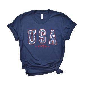 Simply Sage Market Women's USA Varsity Stars Short Sleeve Graphic Tee - 1 of 3