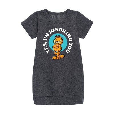 - Garfield - Ignoring You Graphic Short Sleeve Fleece Dress