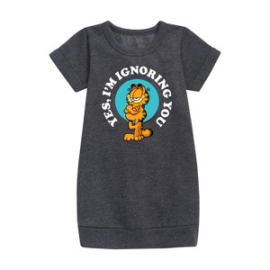- Garfield - Ignoring You Graphic Short Sleeve Fleece Dress - 1 of 3