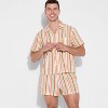 Pride Adult Short Sleeve Woven Rainbow Pajama Top - Ivory Striped - 3 of 3