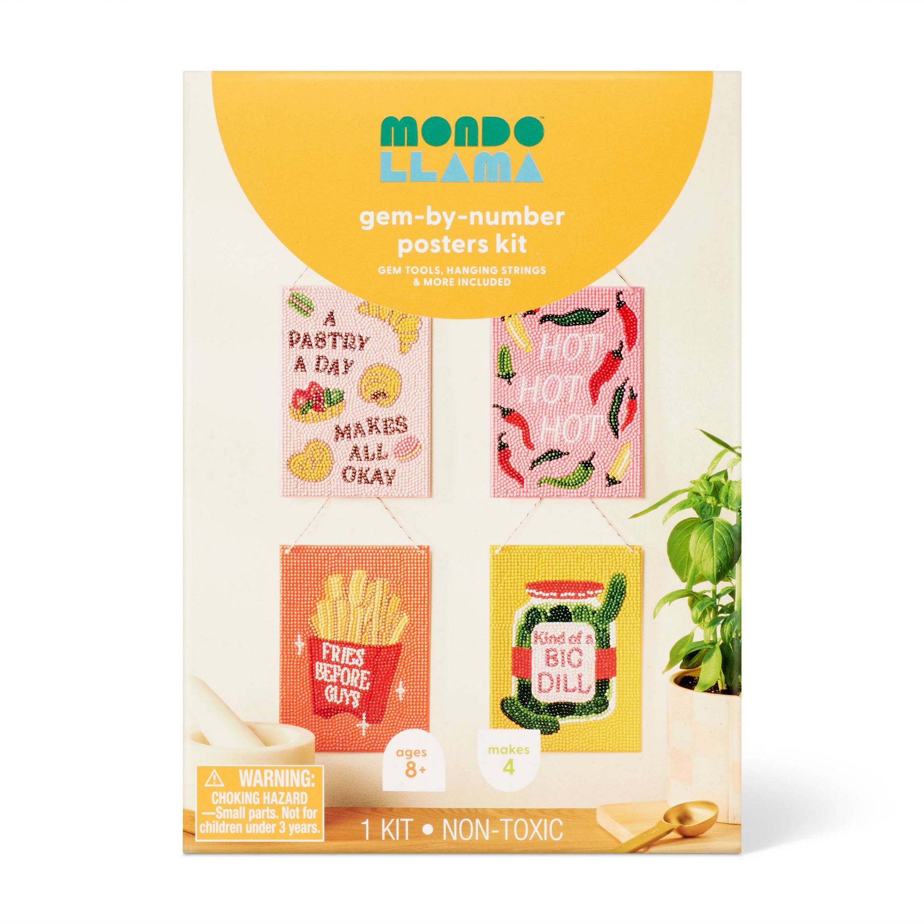 4ct Food Themed Gem Art Craft Kit - Mondo Llama™