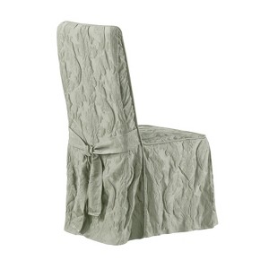 Matelasse Damask Dining Room Chair Cover Sage - Sure Fit, Green