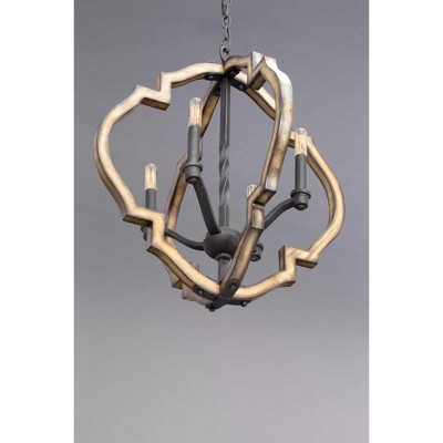 Spicewood Gilded Iron and Wood 4-Light Chandelier