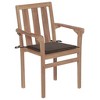 vidaXL 4-Pack Solid Teak Wood Stackable Chairs with Cushions - Patio/Garden Seating for Homes, Offices, Cafes - 3 of 4