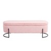 CAVINAS Storage Ottoman Bench, House Hold Storage Ottoman, Upholstered Fabric Storage Ottoman with Safety Hinge, Entryway Padded Footstool - 4 of 4