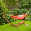 Wood Frame Free Standing Sling Hammock - Orange - CorLiving: Durable Larch Stand, Weather-Resistant, 297 lb Capacity - 2 of 4
