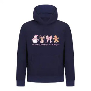 Everyday Kids Christmas Collection Most Wonderful Time Girls Pullover Hoodie – Pink Holiday Sweatshirt - 1 of 4