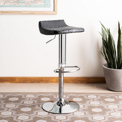 Juji Black Wicker Adjustable Swivel Bar Stool