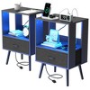 Gulches 2-Pack Modern Nightstand with Charging Station & LED Light - Stylish Bedside Tables - 3 of 4