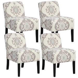 Tangkula 4PCS Armless Accent Chair w/ Rubber Wood Legs Modern Vanity Chair for Bedroom - 1 of 4