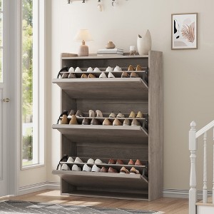 Shoe Cabinet with Flip Drawers, Wooden Shoe Organizer Cabinet with Adjustable Shelf, Shoe Storage for Entryway, Hallway, Living Room - 1 of 4