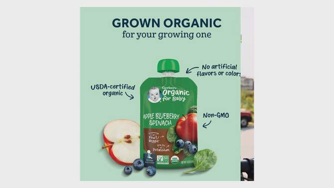 Gerber Sitter 2nd Foods Organic Banana Blueberry &#38; Blackberry Oatmeal Baby Food Pouch - 3.5oz, 2 of 12, play video