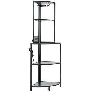 VYNXARIA 5 Tier Wall Corner Shelf: Equipped with LED Light, USB Plug, Glass Holder, Perfect as a Narrow Bookshelf - 1 of 4