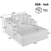 48.8" Modern Corduroy Chaise Lounge Sofa Bed with Removable Pillows for Living Room & Bedroom, No Assembly Required, Gray/Black - ModernLuxe - 3 of 4