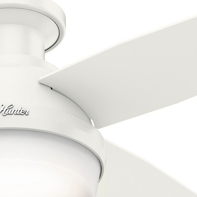 44" White Low Profile Ceiling Fan with LED Light and Remote