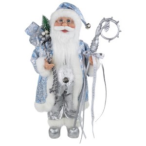Northlight 16" Ice Palace Santa Claus with Staff and Bag Christmas Figure - 1 of 4