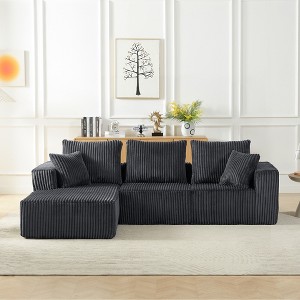 103.5'' Corduroy Modular Upholstered 4-Seater Sectional Sofa with Deep Seat and No Assembly Required - 1 of 4