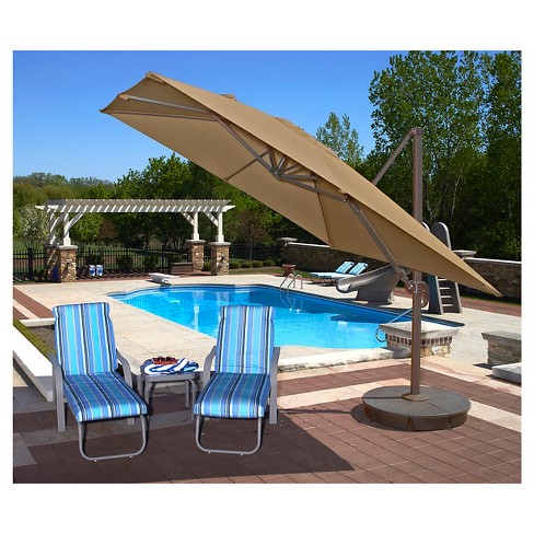 Island Umbrella Santorini Ii 10 Square Cantilever Umbrella In Stone Sunbrella Target