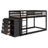 NicBex Twin Size Bunk Bed Loft Bed Pine Bed Frame with 4 Drawers and 3 Shelves, Ladder and Full Length Guardrail, No Box Spring Required - 3 of 4