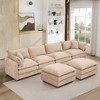 GDFStudio Oshan 130.71" Modern 4-Seater Wooden Chenille Upholstered Sectional Sofa with Movable Ottomans - 2 of 4