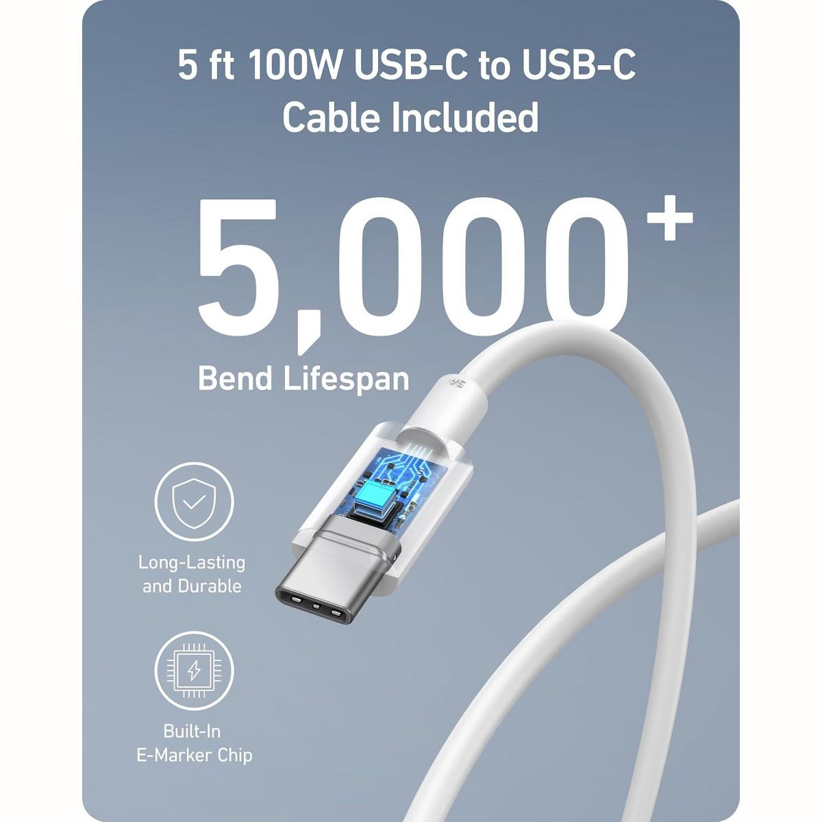 Anker Nano 100W MacBook Charger, 3-Port GaN USB, 1 Pack & 1 Cable, for MacBook Pro/Air, Pixelbook, ThinkPad, Dell XPS, iPad Pro, iPhone 17, Galaxy S23 - thumbnail 4